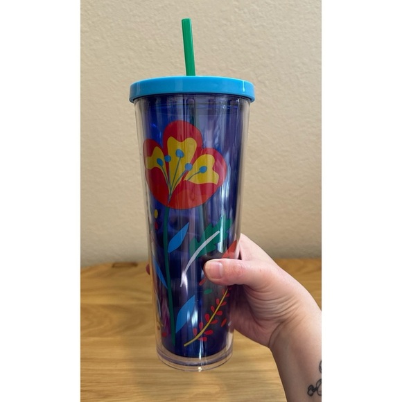 Starbucks Floral Clear Blue Venti Cold Cup Tumbler - Picture 5 of 6
